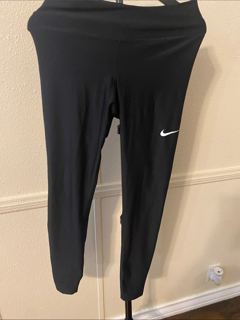 Nike Black Leggings with White Swoosh - Kids